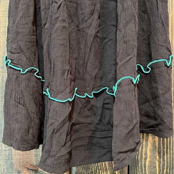 Arizona Jeans Boho Rope Tank Top Size S Black Teal Embroidered Y2K Contrast - Picture 3 of 8